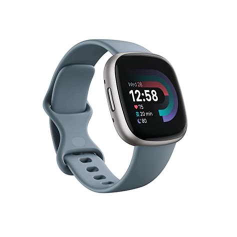 Fitbit Versa 4 Fitness Watch (Waterfall Blue/Platinum Aluminium) with 6 ...