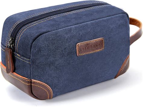Amazon.com: emissary Men's Toiletry Bag, Leather and Canvas Travel ...