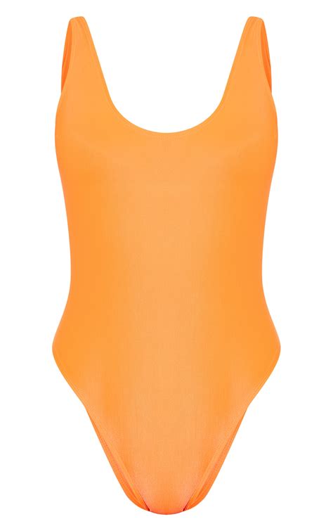 Orange Basic Scoop Swimsuit | Swimwear | PrettyLittleThing USA