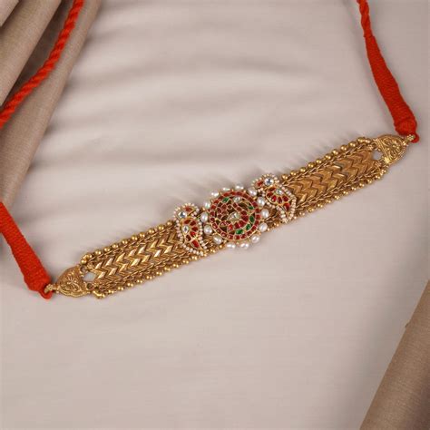 Shop online silver gold plated jadau choker design. – Siddhi Silver