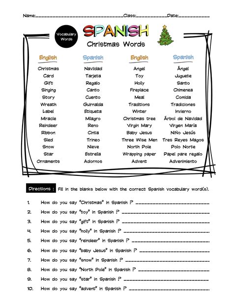 Spanish Christmas Activities Worksheets | Fanny Printable