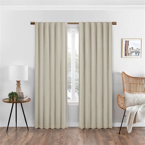 Eclipse 95-in Linen Blackout Standard Lined Rod Pocket Single Curtain ...