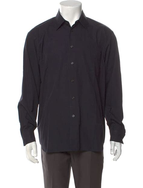 Prada 2000's Long Sleeve Dress Shirt - Black Dress Shirts, Clothing ...