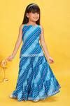 Buy Blue Cotton Bandhani Print Kurta With Skirt For Girls by Maaikid ...