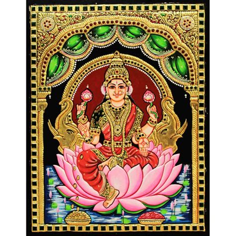 TANJORE PAINTING LOTUS LAKSHMI