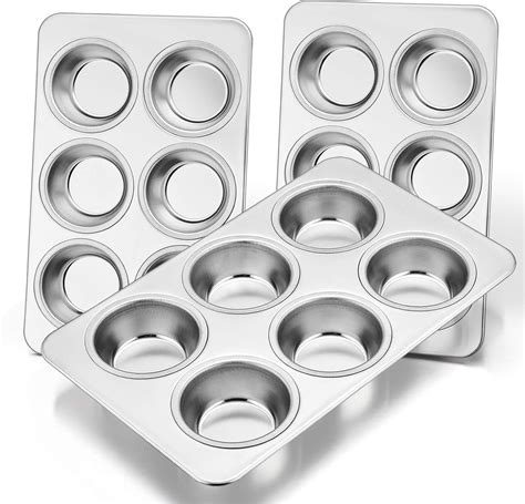 Amazon.com: E-far Muffin Pan Set of 3, Stainless Steel Muffin Pan Tin ...