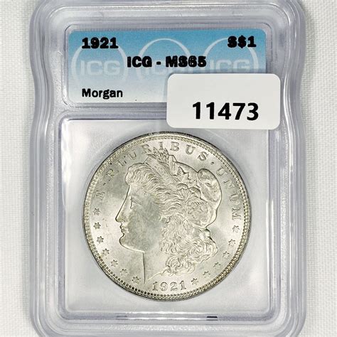 1921 Morgan Silver Dollar ICG-MS65