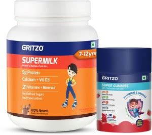 Gritzo SuperMilk Daily Nutrition (7-12y Young Athlete), 9g Protein with ...
