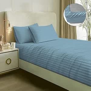 Naksh Elastic Fitted Bedsheets King Size 78 x 72 Inch, 210 TC Stripes ...