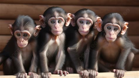 Four Monkeys Look Out Their Eyes Background, Picture Of Monkies ...