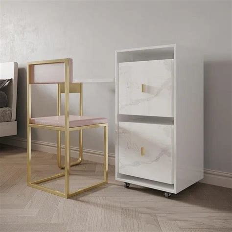 Nanami Folding Desk White Extendable Writing Desk with Cabinet & Chair