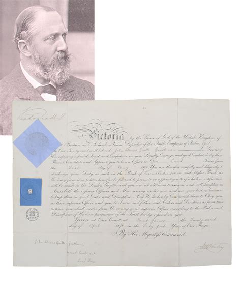 Lot Detail - Lord Stanley and Queen Victoria Signed 1878 Military ...