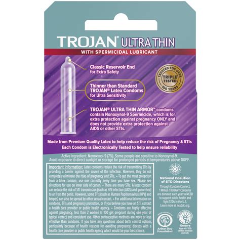 Trojan Ultra Thin Armor (Spermicidal) 3 Count Condoms - Paradise Marketing