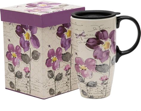 Ceramic Travel Mug with Lid and Handle Gift for Coffee Lovers Ceramic ...