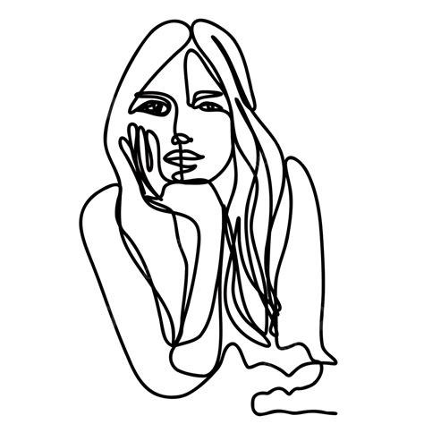 One Line Face PNG Picture, Beautiful Woman Face In One Line Art, One ...