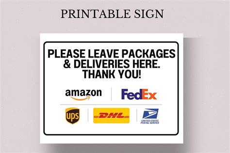 Printable Leave Packages Here Sign, US Letter, Instant Download PDF ...