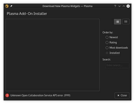 [SOLVED] Unable to update Plasma widgets through "Get new widgets ...