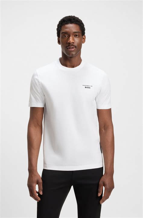 BOSS - Porsche x BOSS mercerised-cotton T-shirt with Targa artwork - White