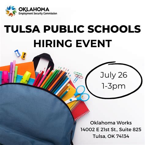 Oklahoma Employment Security Commission on LinkedIn: Tulsa Public Schools is hiring! Come ...