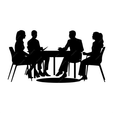 Business meeting and teamwork silhouette clipart black and white ...