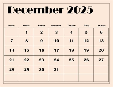 December 2025 Calendar Printable PDF Template with Holidays