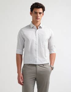 ARROW Men Striped Formal Grey Shirt - Buy ARROW Men Striped Formal Grey ...