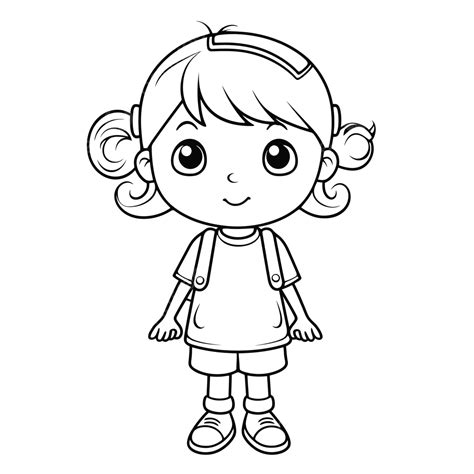 Little Student Cartoon Coloring Pages Outline Sketch Drawing Vector, Student Clipart, Drawing ...