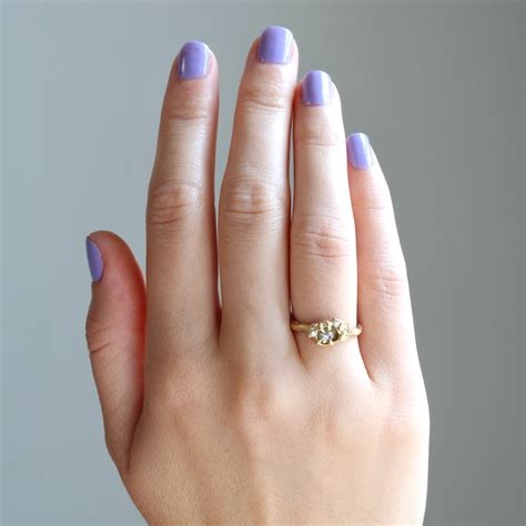 Branch Style 18k Salt & Pepper Rose Cut Diamond Ring - The Eden Collective