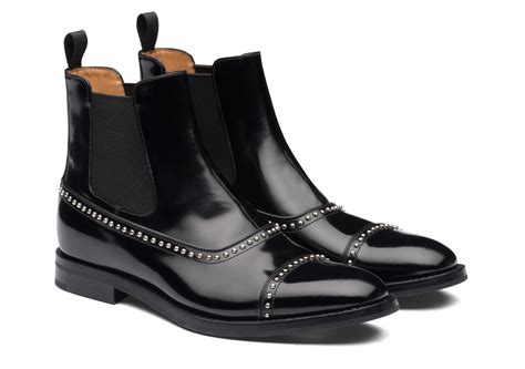 Black Leather Spike Studded Fuiloro Toe Cap Chelsea Boots – Costoso ...
