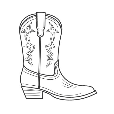 Drawing Cowboy Boot Boots Coloring Printable Cowgirl Template Pages ...