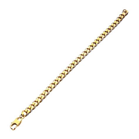 Buy Stainless Steel Gold IP 8mm Curb Chain with Lobster Clasp Bracelet ...