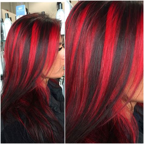 Bright Red Highlights In Brown Hair