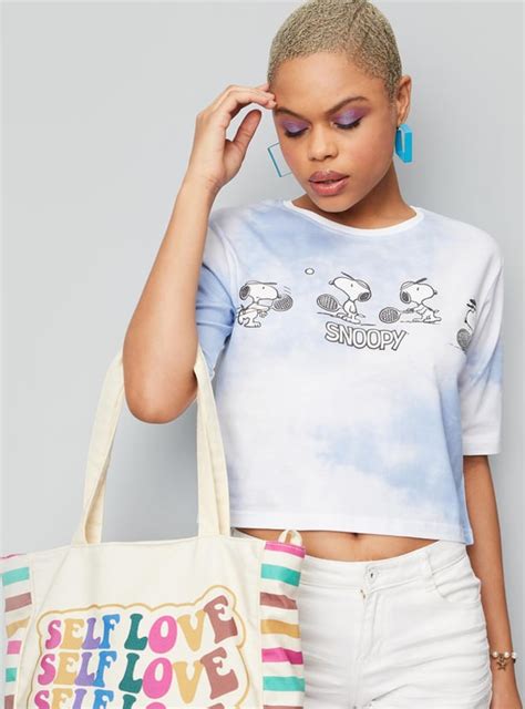 Buy Women Snoopy Character Print Crop T-shirt Online at just Rs. 499.0 ...
