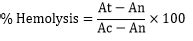 Where, At is the absorbance of test sample