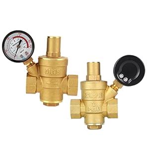 DN15 Brass Adjustable Water Pressure Regulator Reducer with Gauge Meter ...