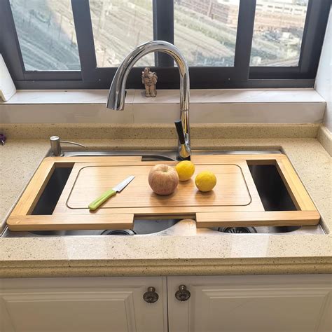 Expandable Wooden Over The Sink Cutting Board with Juice Groove for ...