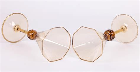 Pair Art Deco Murano MVM Cappellin Amber Wine Glasses, circa 1925 For ...