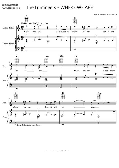 The Lumineers-Where We Are Sheet Music pdf, - Free Score Download ★