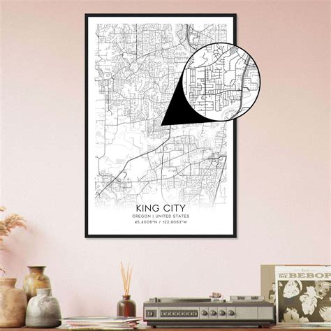 King City Oregon Map Poster, Modern Home Decor Wall Art Print - Custom ...