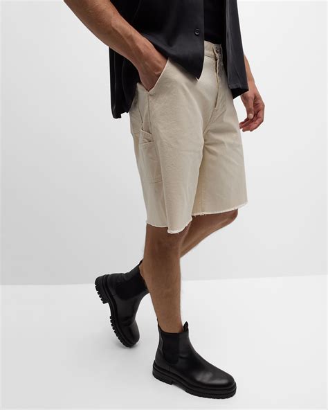 John Elliott Men's Cutoff Canvas Work Shorts | Neiman Marcus