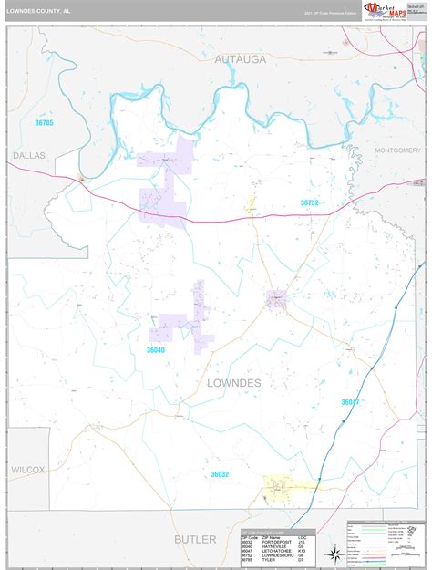 Lowndes County, AL Wall Map Premium Style by MarketMAPS - MapSales.com