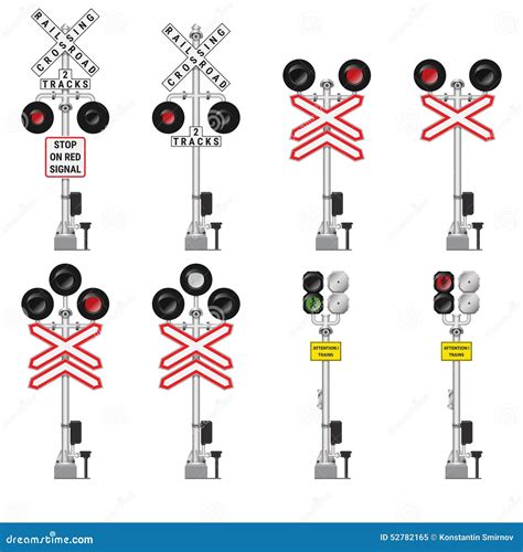 Railway crossing signals stock vector. Illustration of road - 52782165