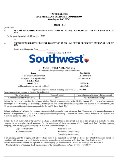 LUV Q1 2025 Earnings Report on 4/23/2025