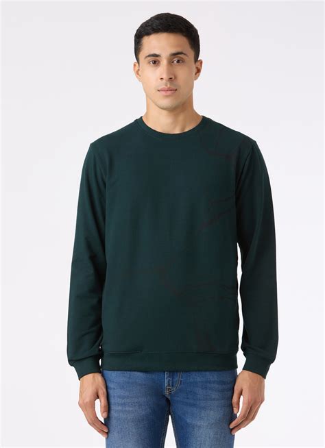 Men Teal Blue Abstract Print Regular Fit Sweatshirt | Pepe Jeans India