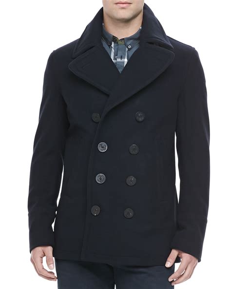 Burberry Brit Men's Wool-Cashmere Pea Coat, Navy