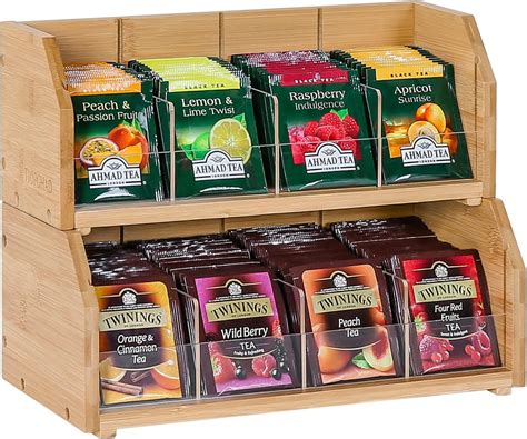 TIOPGHAD Tea Bag 2-Layer Stackable Bamboo Organizer - Wooden Tea Bags ...