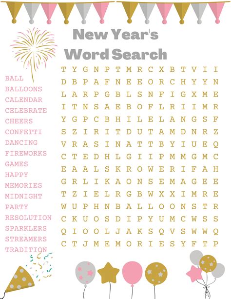 Word Search Happy New Year Back To School Word Search: GIANT Edition