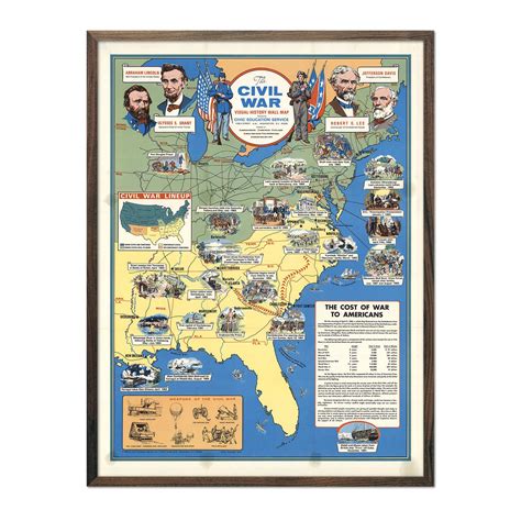 Civil War Battle Map Print Showcasing US Civil War Visual History ...