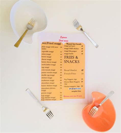 Menu at Express Maggi Chinese point, Hyderabad