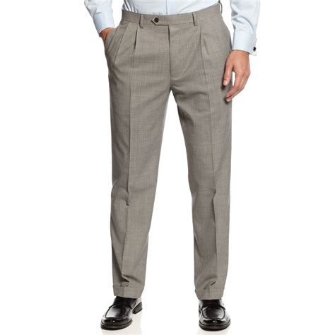 Men's Slim Fit Pleated Dress Pants Grey at Ida Barrera blog